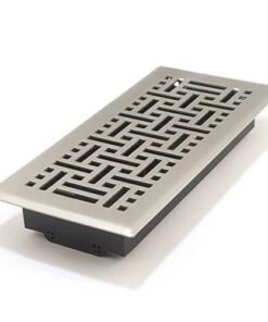 Porter-Cable Satin Nickel 4" x 10" Floor Register with Wicker Design - AMFRSNB410